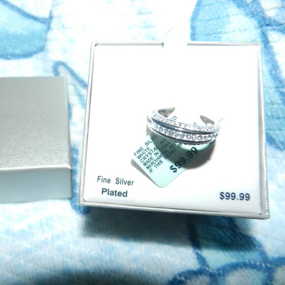 Engagement Ring Fine Silver Plated Triple White Paved Crystal's RingNEW 🆕📦🏃🚚 - Picture 2 of 15